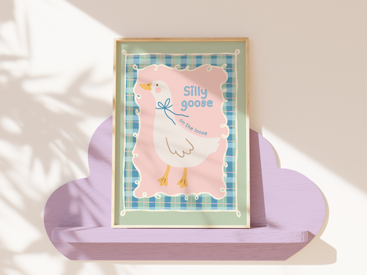 Silly Goose On the Loose with Plaid Border Poster Print