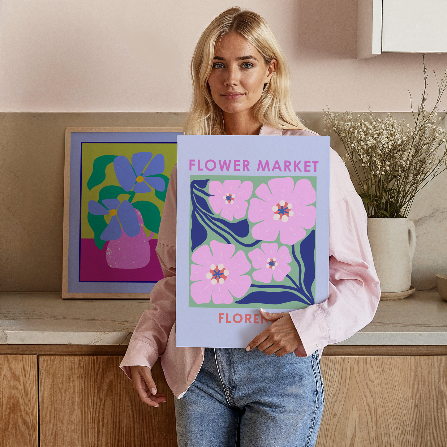 Flower Market Florence Poster Print