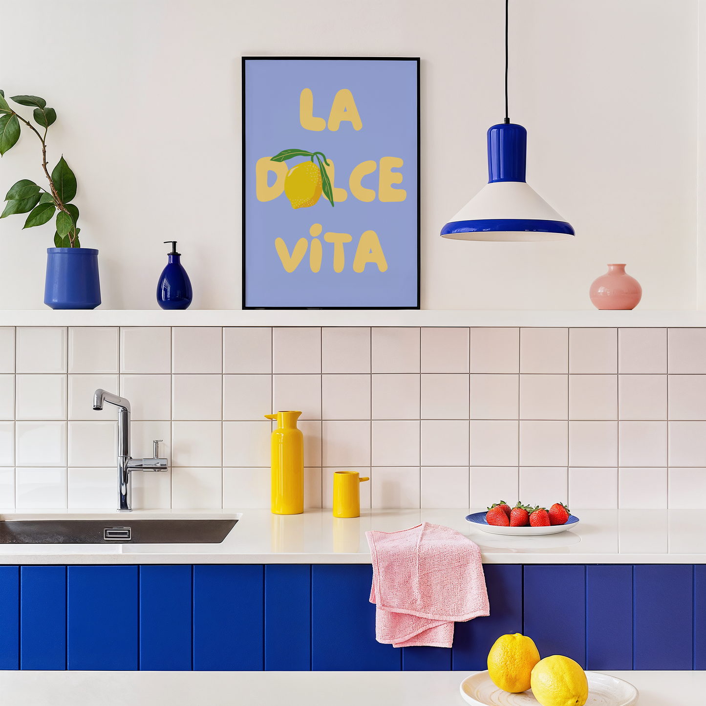 La Dolce Vita Lemon Print (Blue)
