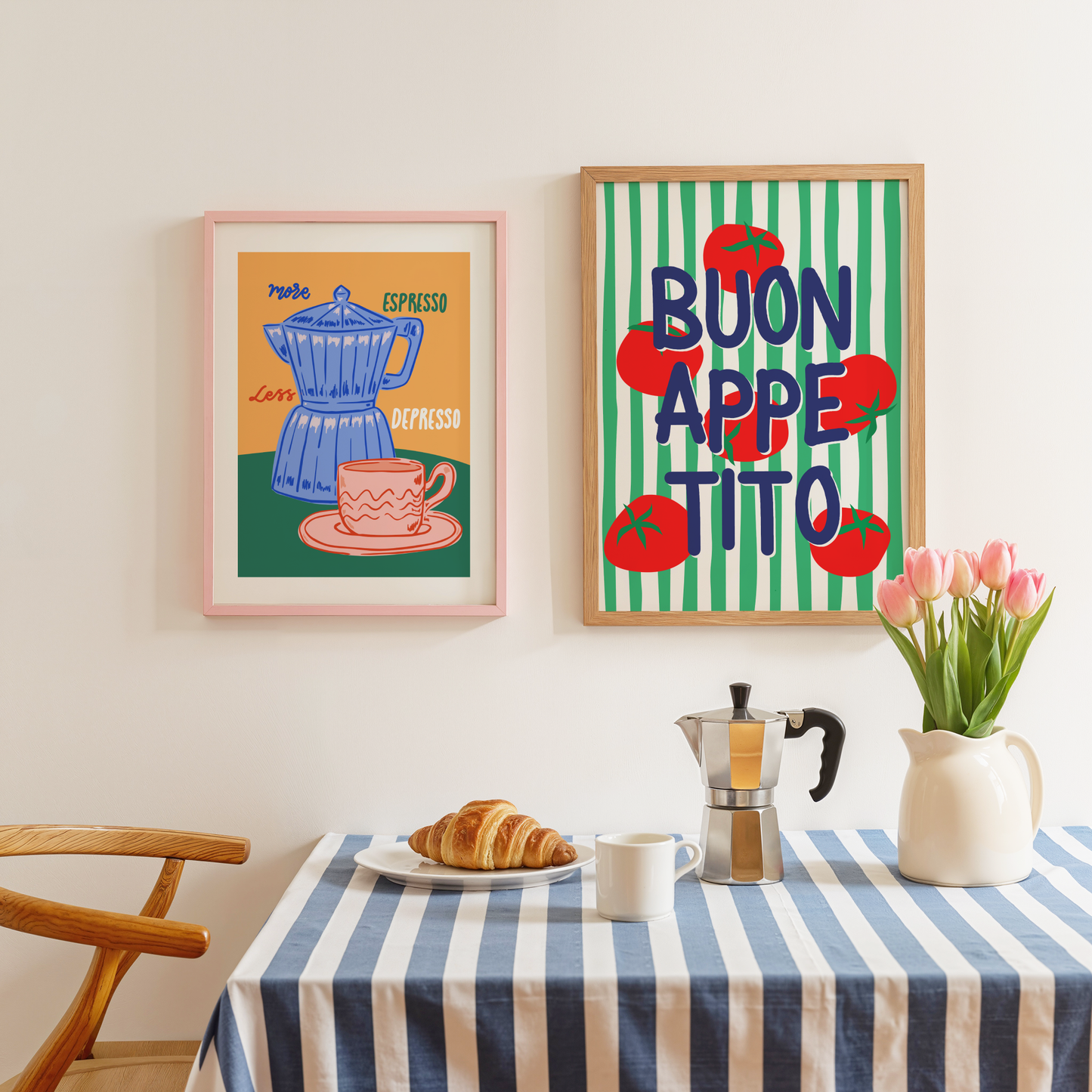 Buon Appetito Poster Print (Green and Navy Blue)