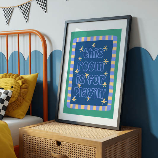 This Room Is For Playin' Poster Print (Blue/Green)