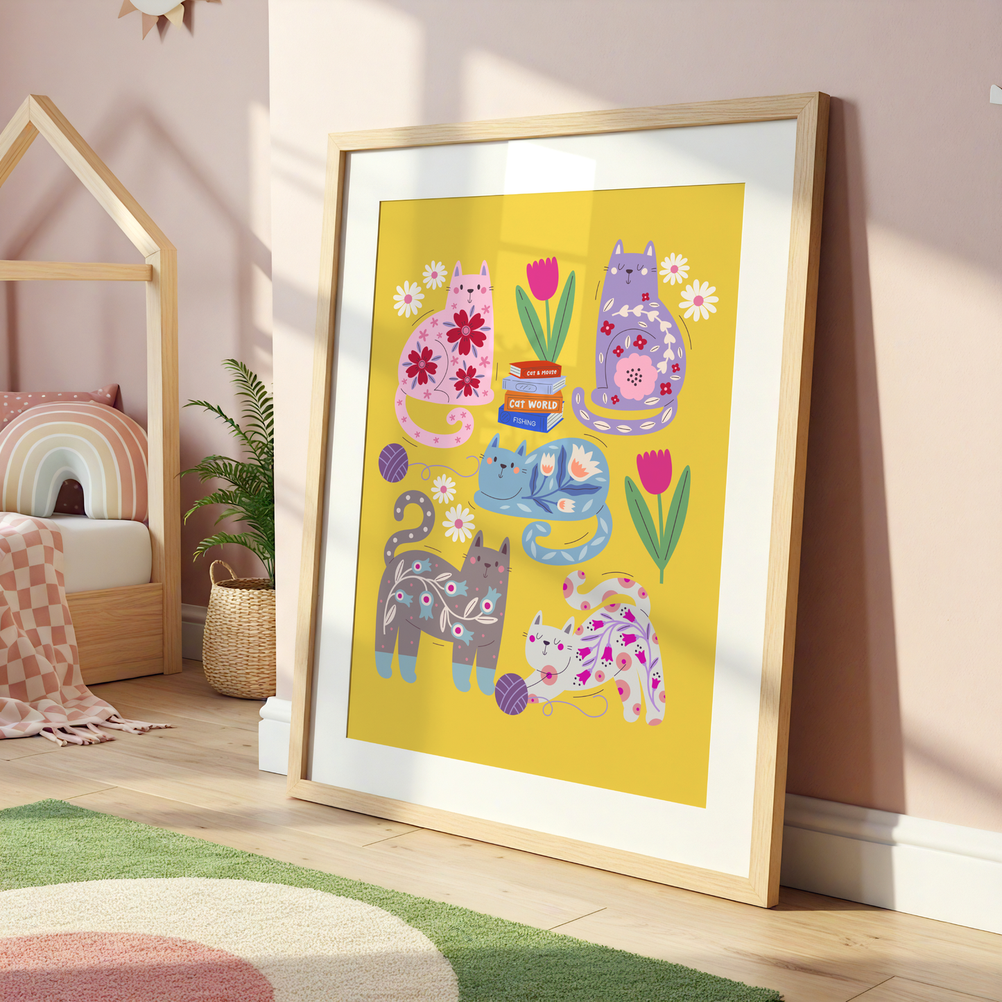 Floral Cat Poster Print