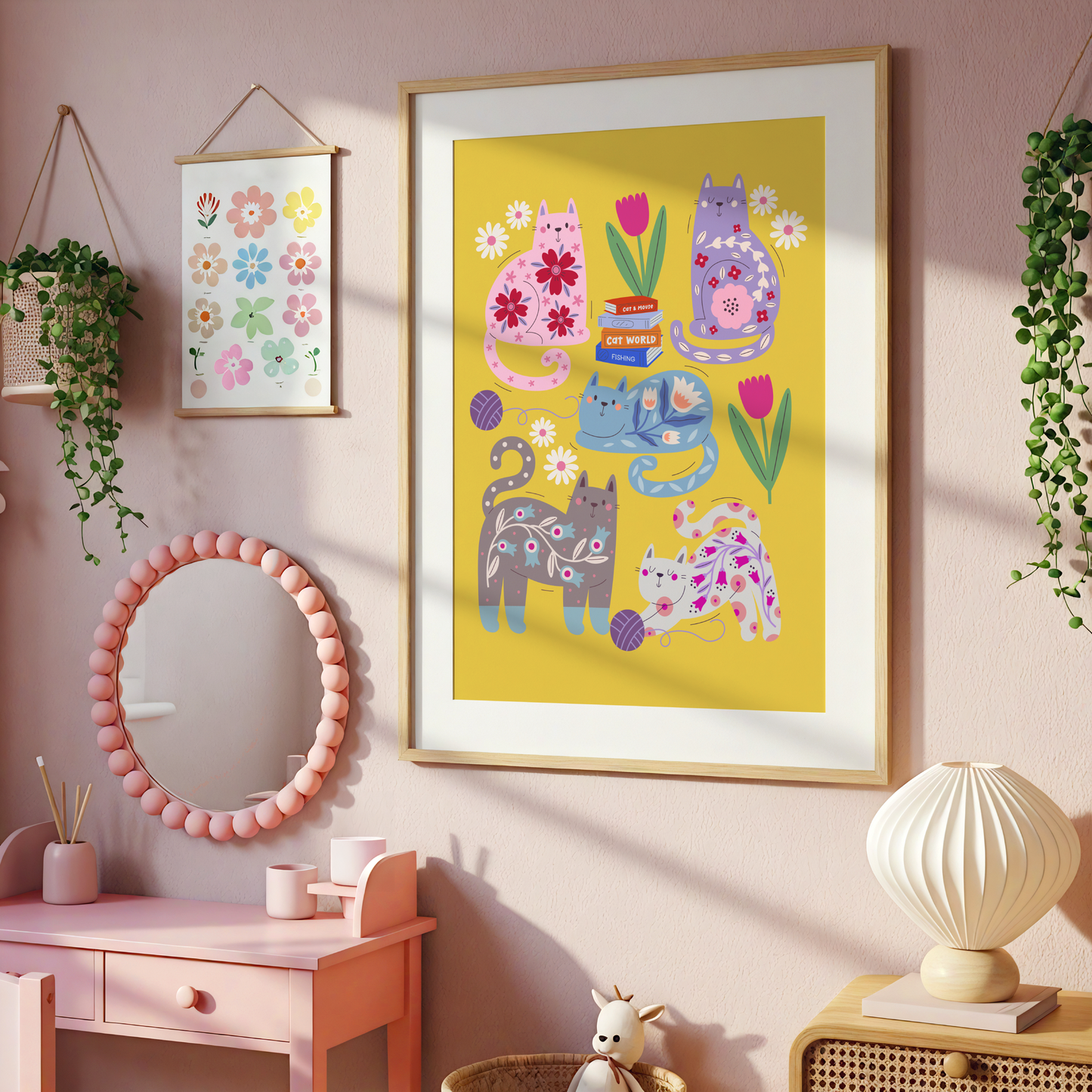 Floral Cat Poster Print