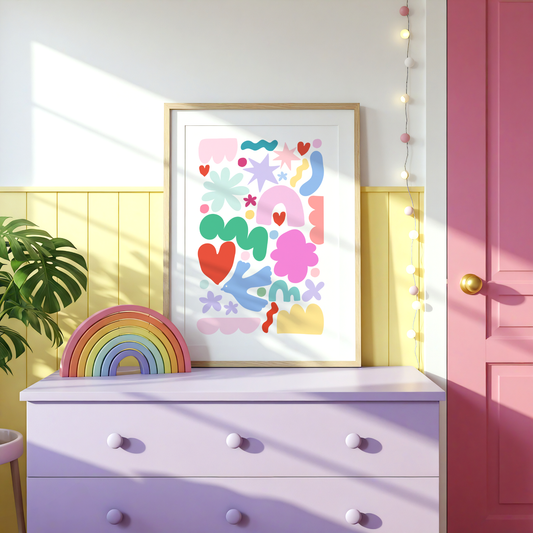Colourful Playful Abstract Shapes Poster Print