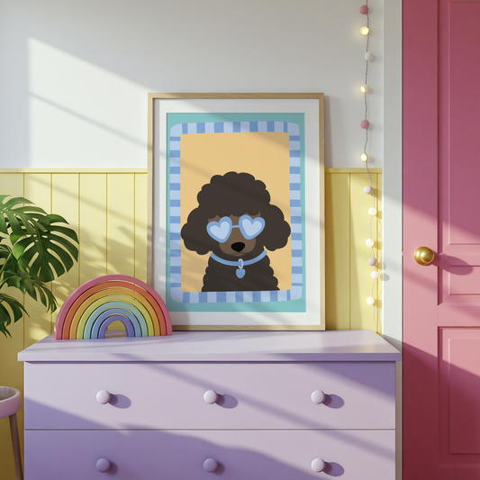 Poodle With Love Heart Sunglasses Poster Print