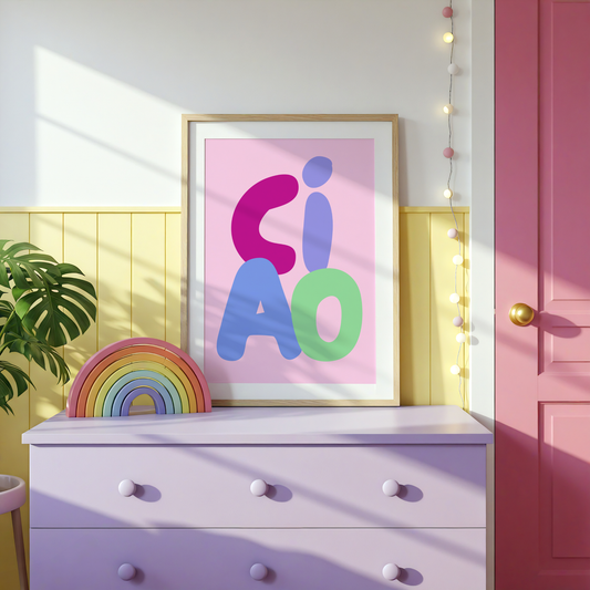 Ciao Colourful Typography Poster Print