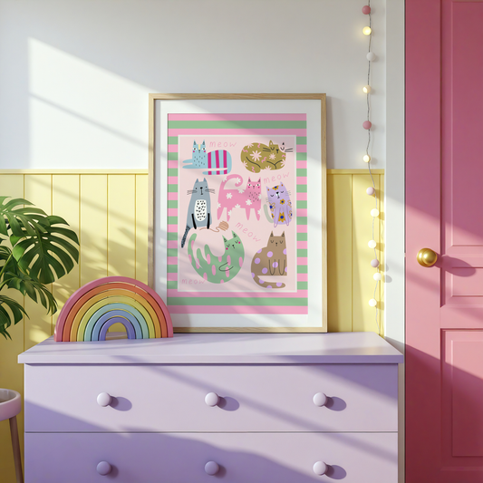 Colourful Cats Poster Print