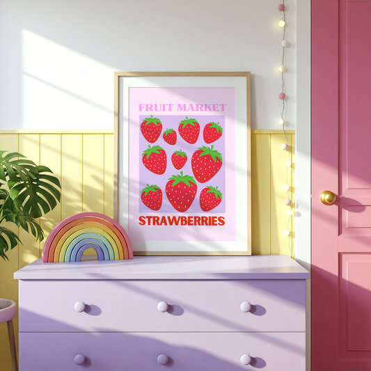 Fruit Market Strawberries Poster Print