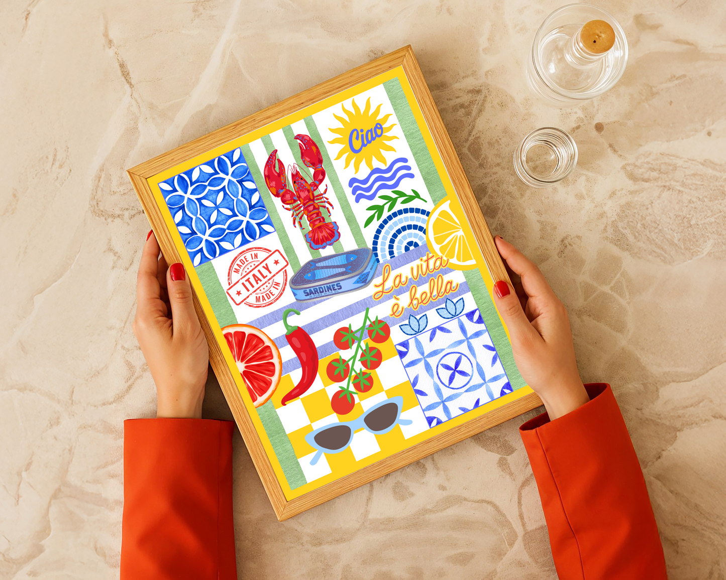 Italian Summer Patchwork Poster Print