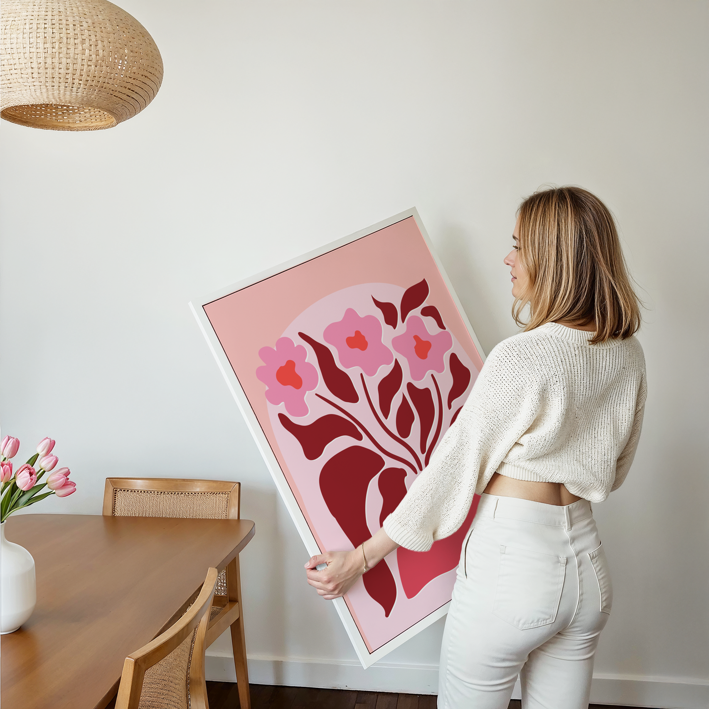 Abstract Vase and Flowers Print