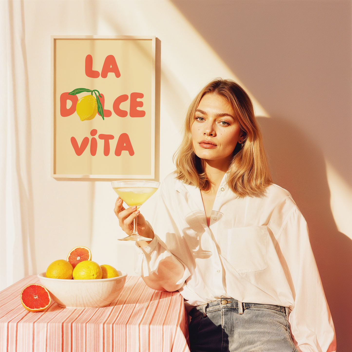 La Dolce Vita Lemon Poster Print (Yellow)