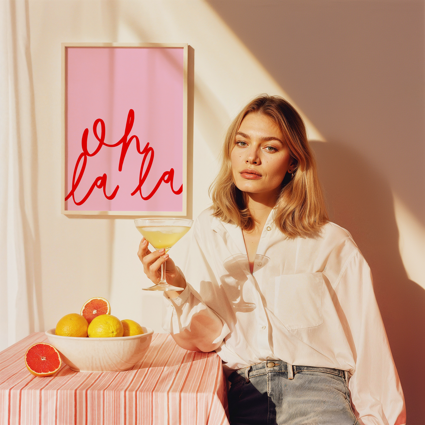 Oh La La Poster Print (Pink and Red)