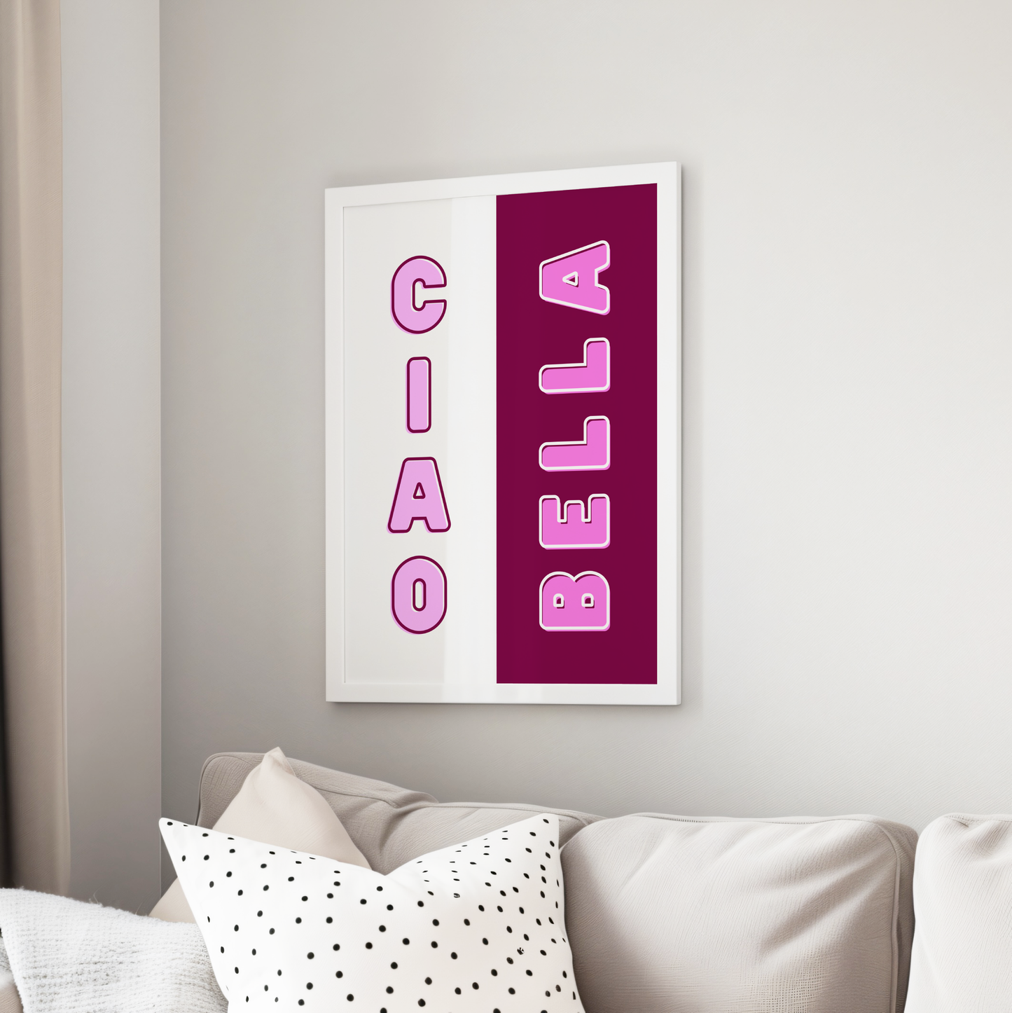 Ciao Bella Print (Merlot Pink and White)
