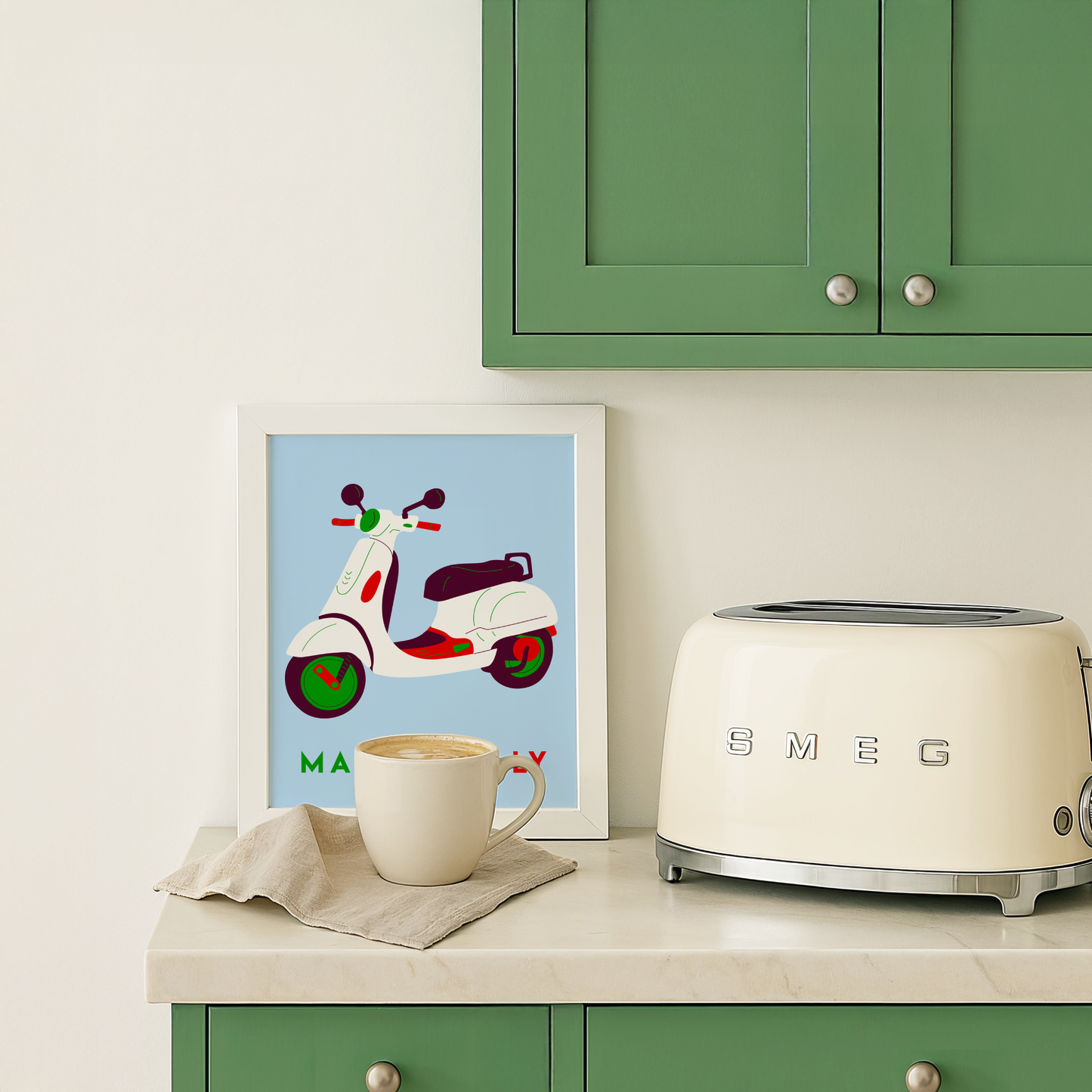 Vespa Made In Italy Poster Print (Blue)