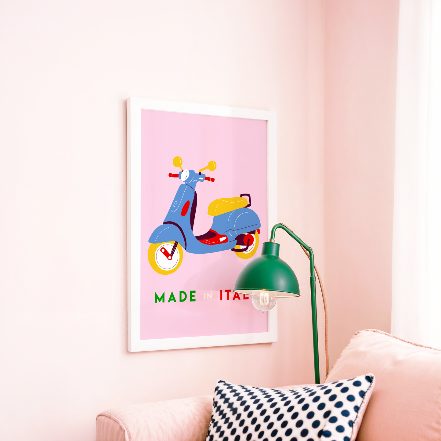 Vespa Made In Italy Poster Print (Pink)