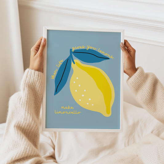 When Life Gives You Lemons, Make Limoncello Poster Print (Blue)