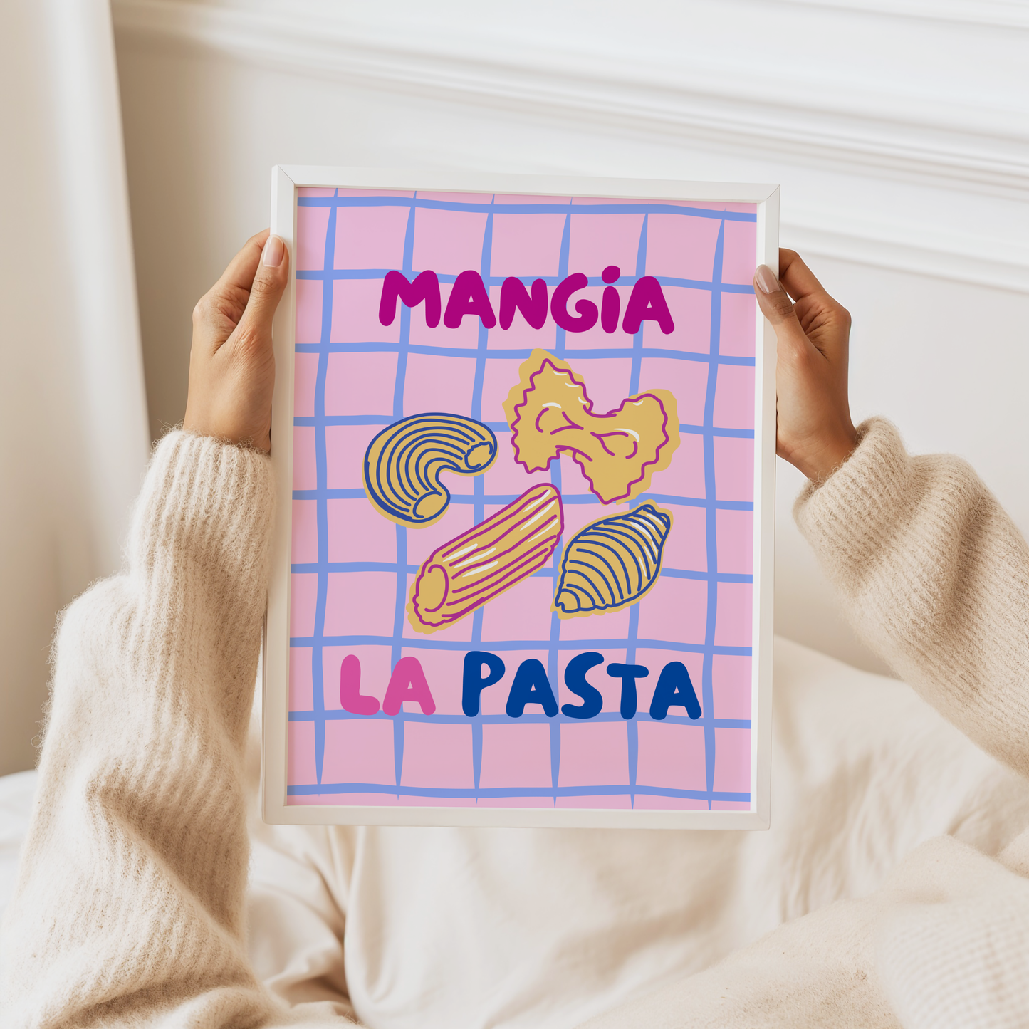 Mangia La Pasta Poster Print (Pink)