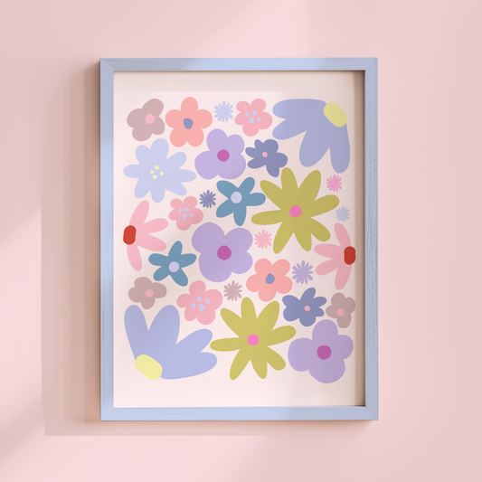 Retro Floral Nursery Poster Print