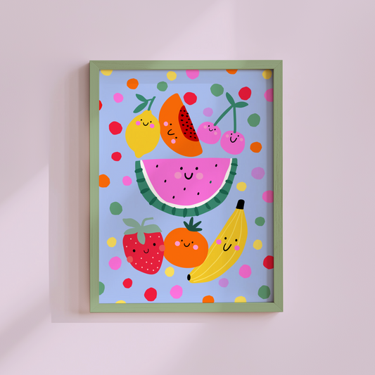 Smiley Fruit Poster Print