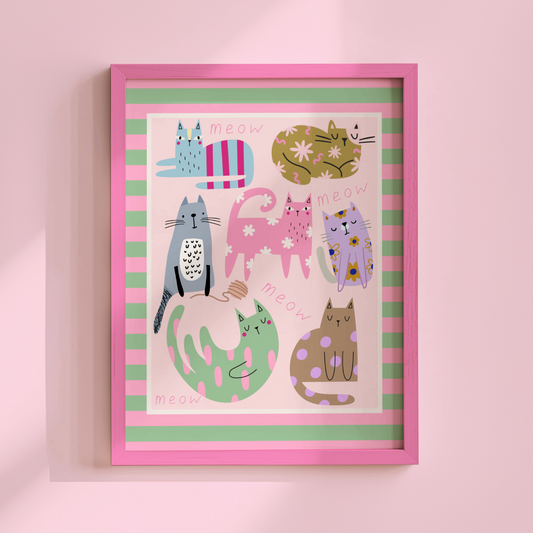 Colourful Cats Poster Print