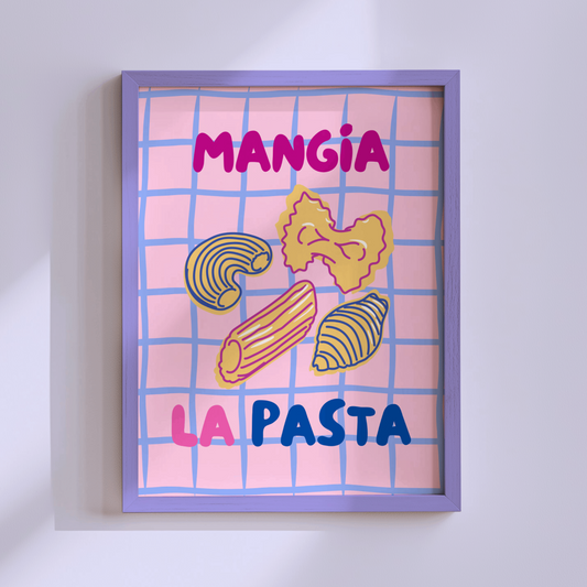 Mangia La Pasta Poster Print (Pink)
