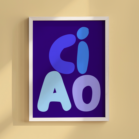 Ciao Blue Typography Poster Print