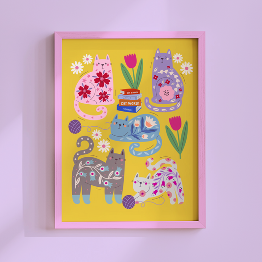 Floral Cat Poster Print
