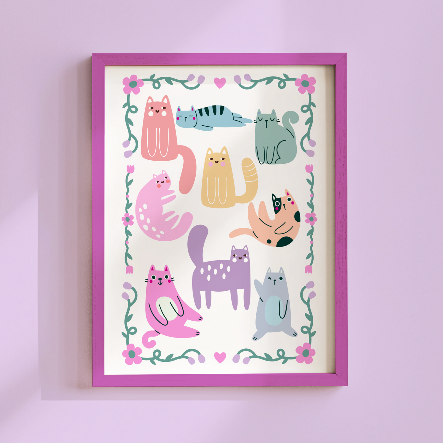 Rainbow Cats Poster Print