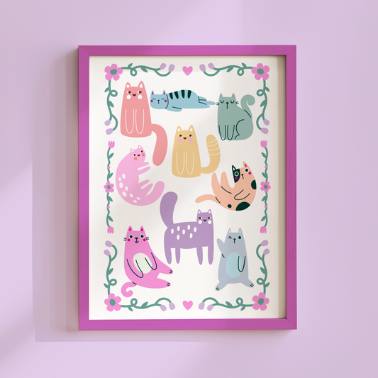 Rainbow Cats Poster Print