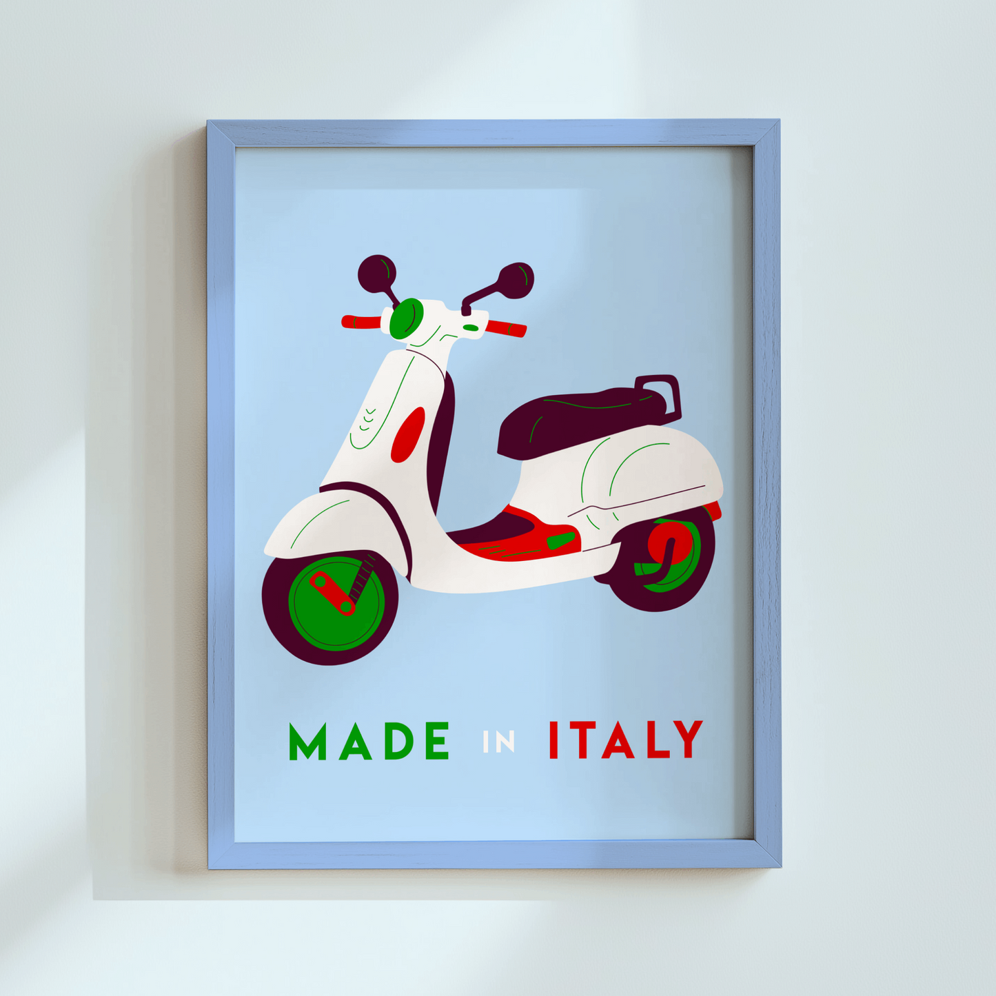 Vespa Made In Italy Poster Print (Blue)