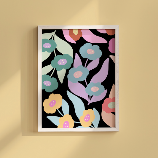 Boho Floral Pattern Poster Print