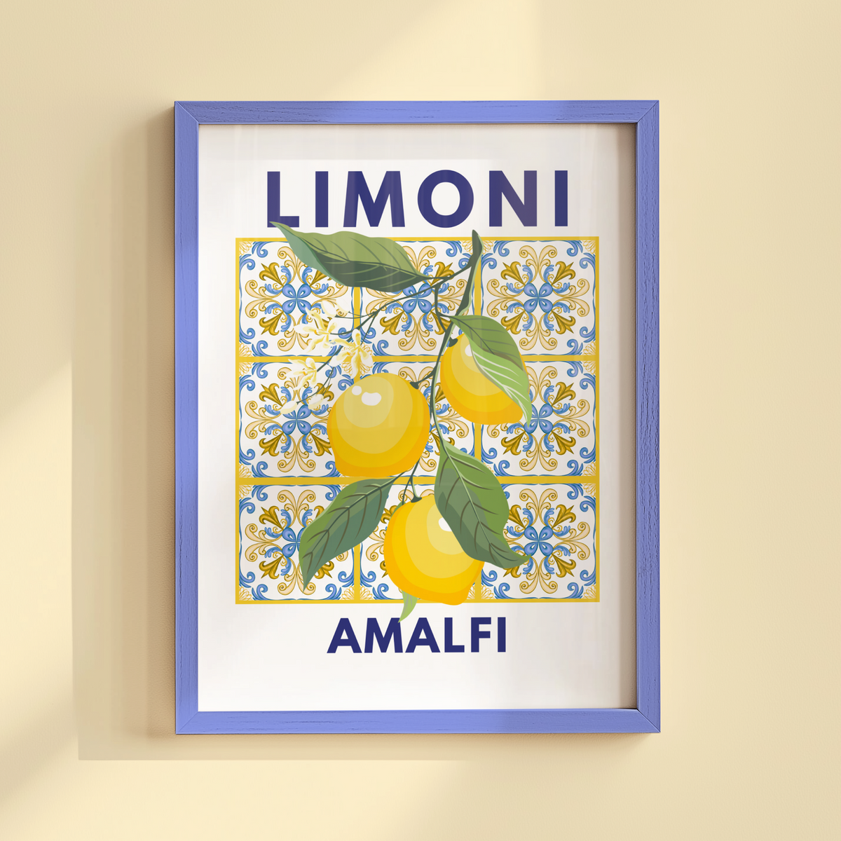 Limoni Amalfi Lemon Branch on Mosaic Tiles Poster Print