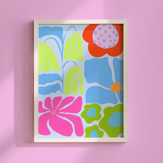 Bright Abstract Flowers Poster Print