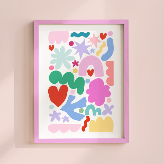 Colourful Playful Abstract Shapes Poster Print