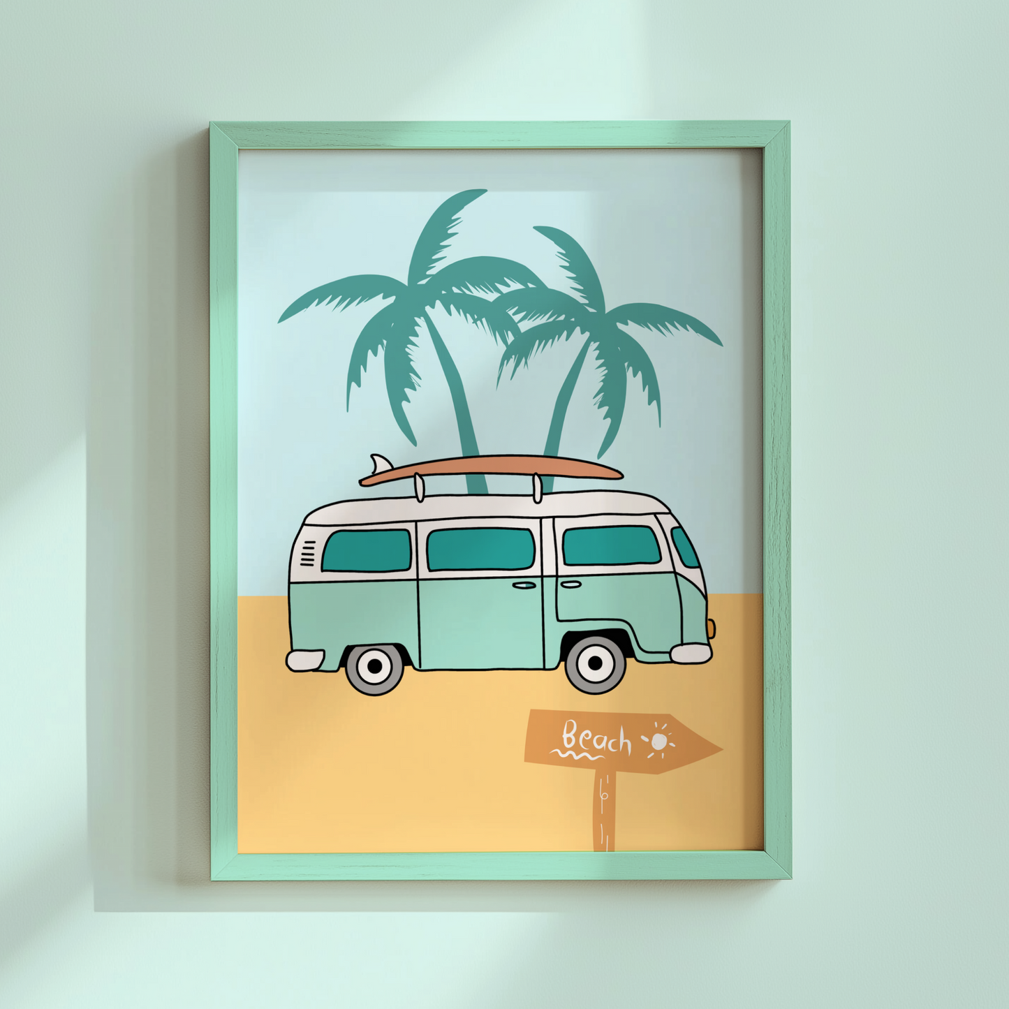 Kombi Van At The Beach Poster Print