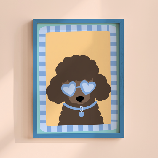 Poodle With Love Heart Sunglasses Poster Print
