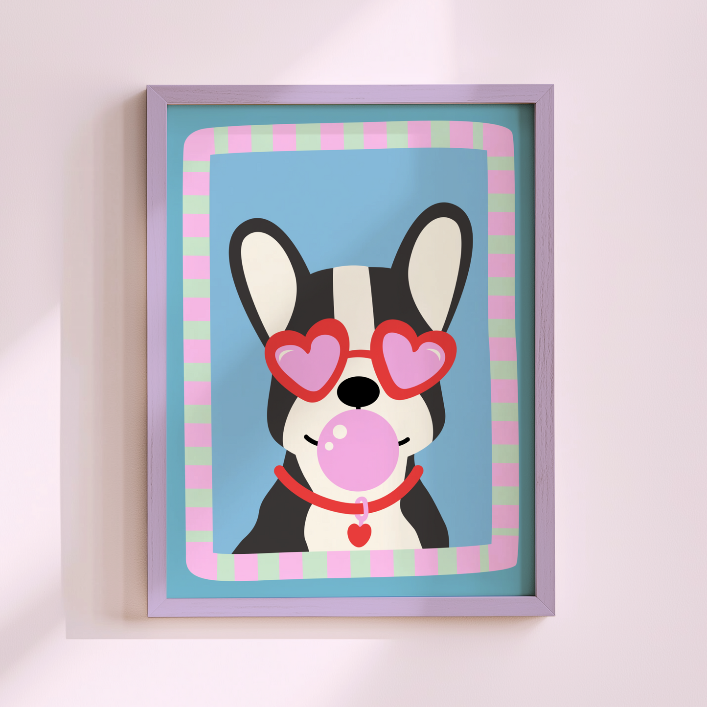 French Bulldog With Love Heart Sunglasses Poster Print