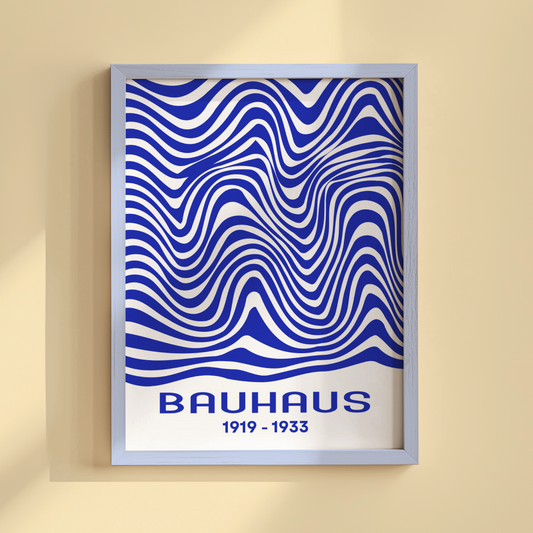 Bauhaus Blue Waves Poster Print