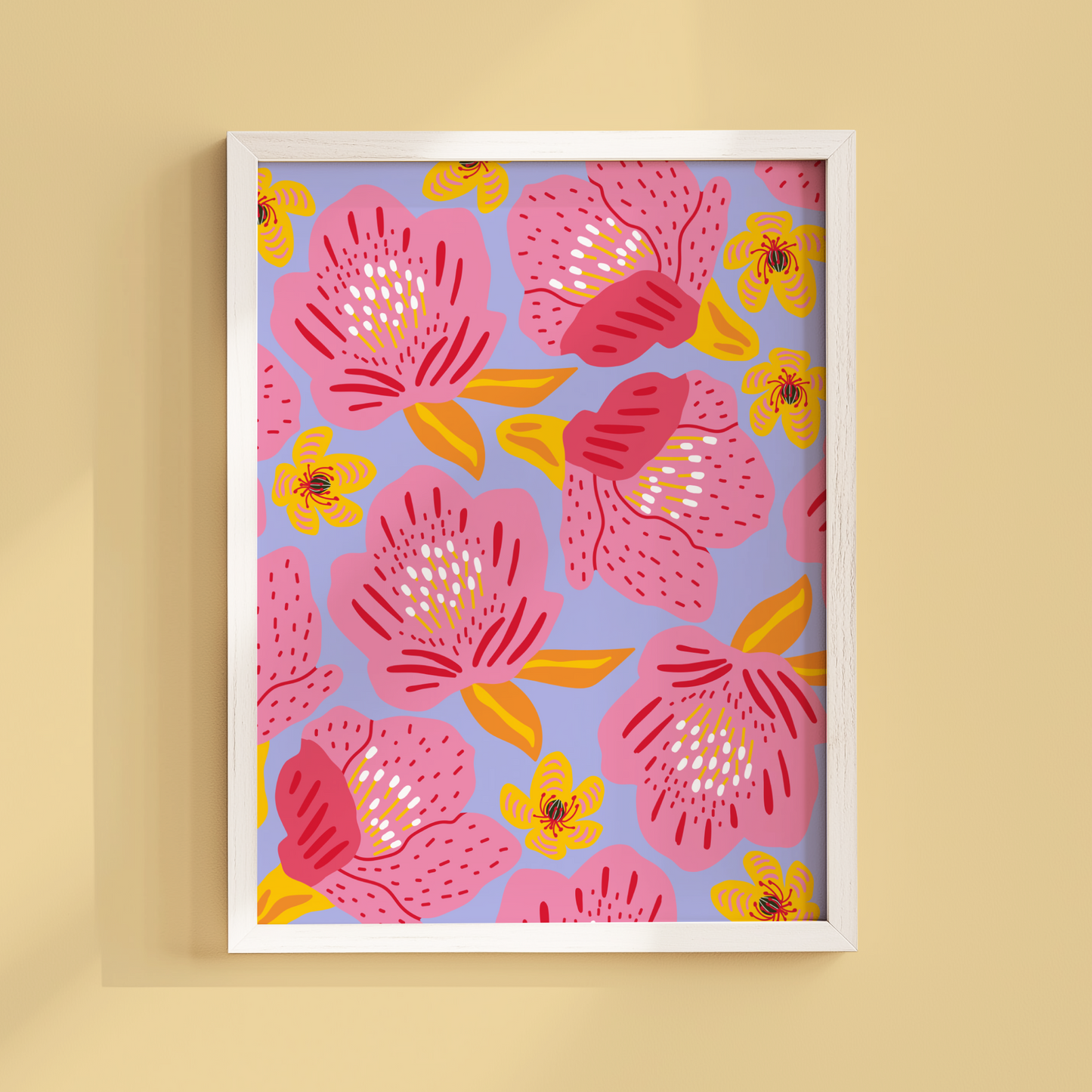 Pink & Yellow Floral Poster Print