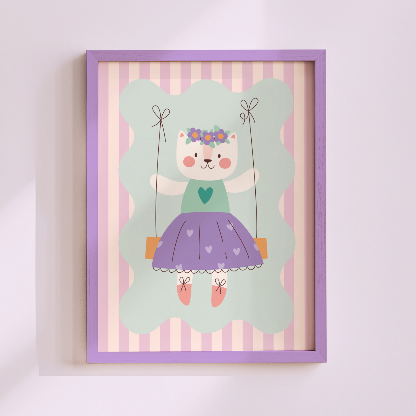 Cat on Swing Poster Print