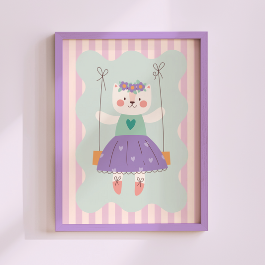 Cat on Swing Poster Print