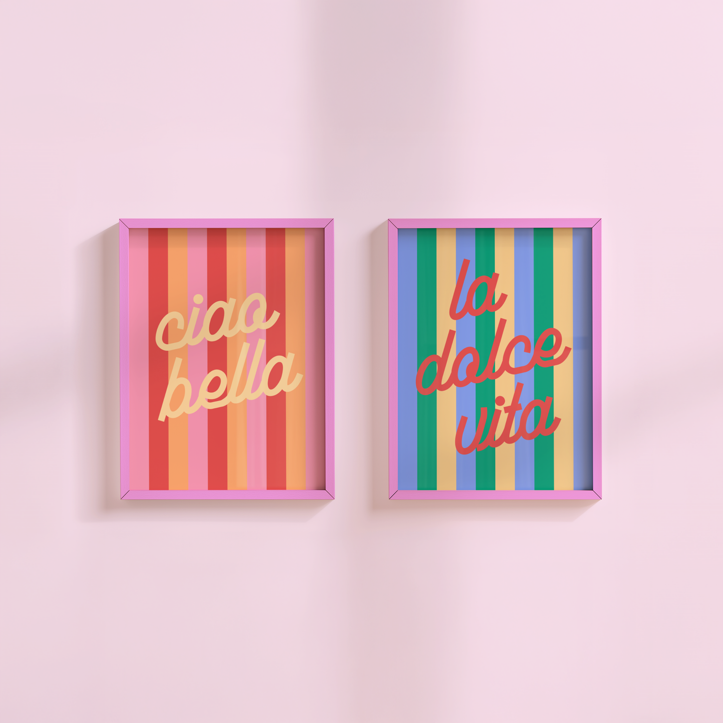 Ciao Bella on Striped Background Poster Print