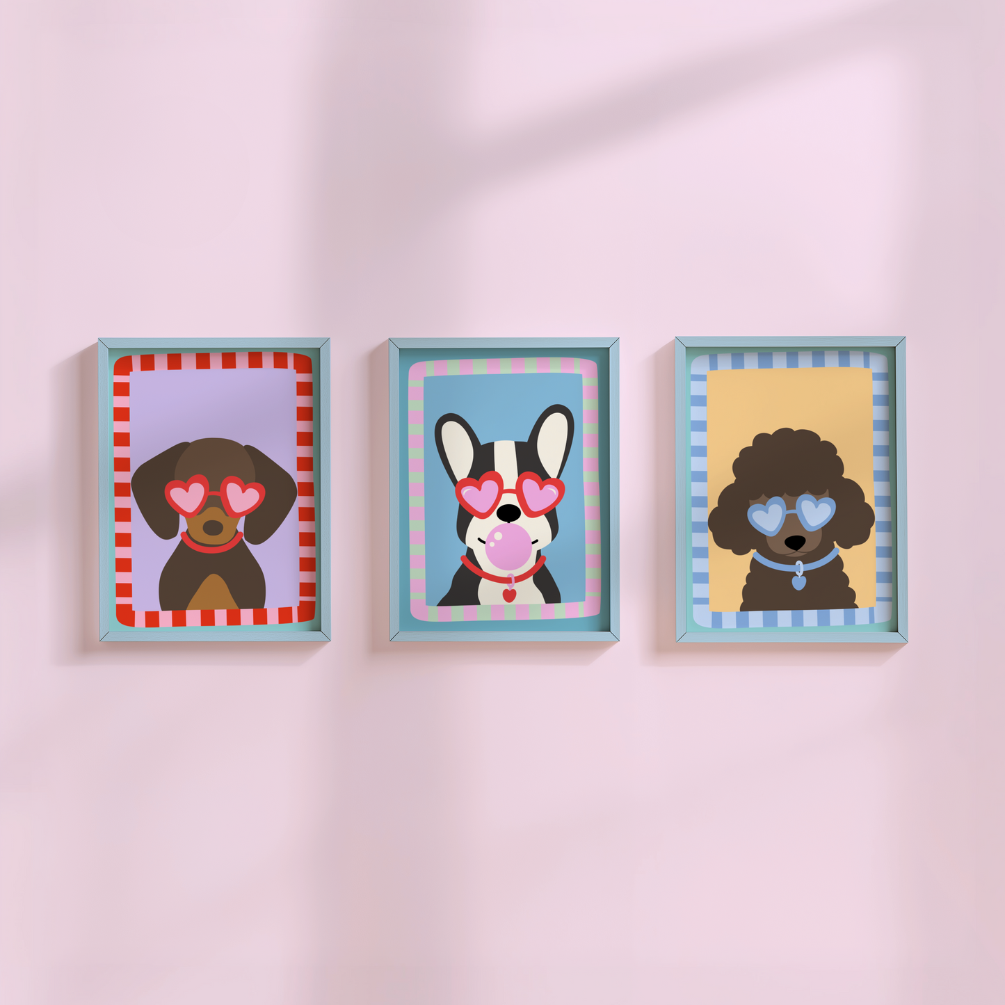 French Bulldog With Love Heart Sunglasses Poster Print