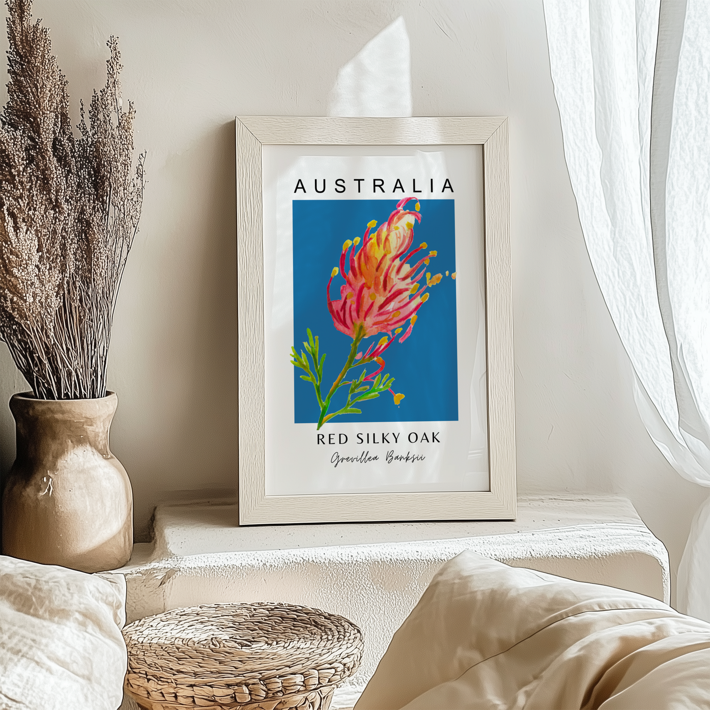 Australian Grevillea Red Silky Oak Print