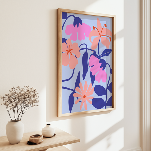 Orange and Pink Flowers Print