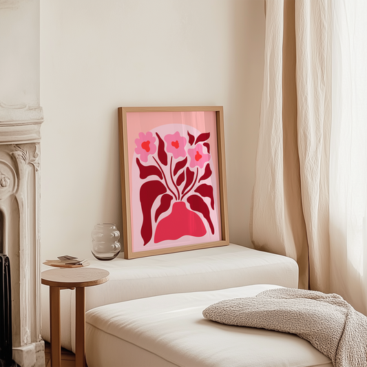 Abstract Vase and Flowers Print
