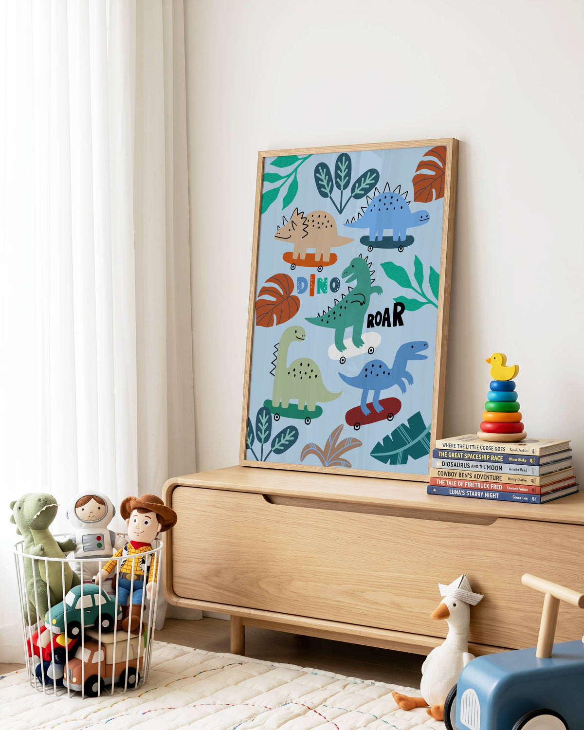 Dinosaurs on Skateboards Poster Print