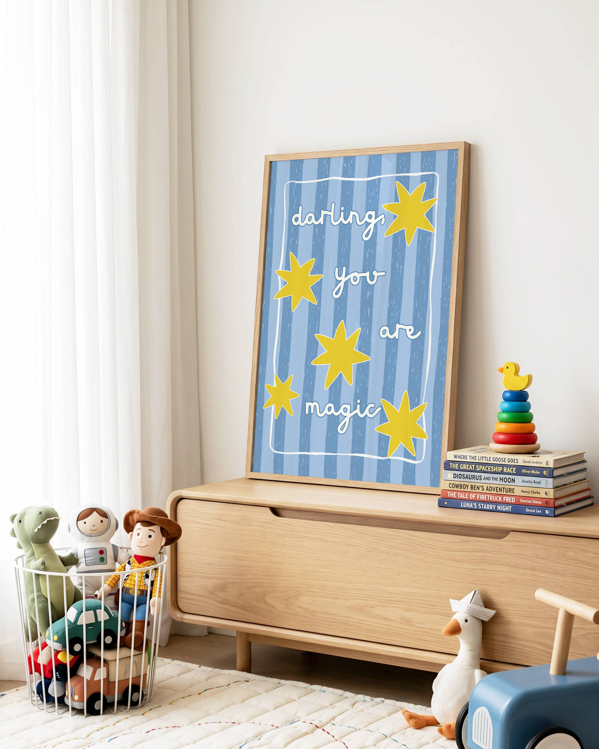 Darling You Are Magic (Blue Stripes) Poster Print