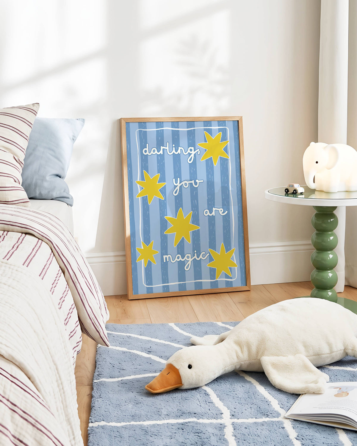 Darling You Are Magic (Blue Stripes) Poster Print