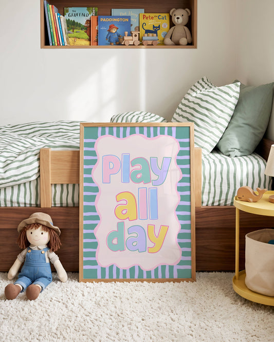 Play All Day Pastel Poster Print